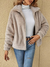 SC Plus Size Plush Cardigan Lapel Short Jacket﻿ GMYS-LWZ0134