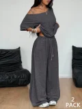 SC Solid Color Top Two Piece Pants Set GMYS-LWZ8323