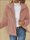 SC Plus Size Plush Cardigan Lapel Short Jacket﻿ GMYS-LWZ0134
