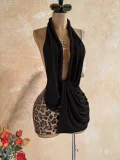 SC Leopard Sequin Patchwork Backless Knits Mini Dress GZIY-6552