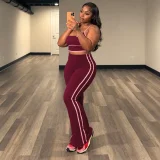 SC Contrast Color Sling Three Piece Pants Set HNIF-TY047