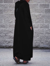SC Solid Color Long Sleeve Hooded Maxi Dress HNIF-YM120