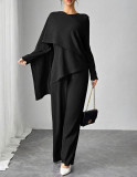 SC Solid Color Long Sleeve Loose Two Piece Pants Set HNIF-SY013