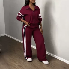 SC Color Block Long Sleeve Sport Two Piece Pants Set HNIF-SY049
