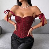 SC Steel Ring Fishbone With chest Cushion Tie Up Tank Top GPBY-8613