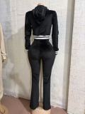 SC Contrast Color Long Sleeve Sport Two Piece Pants Set GBGF-6923
