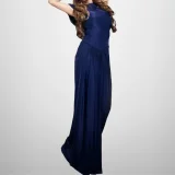 SC Plus Size Solid Color Ruched Slim Maxi Dress GHMF-29496