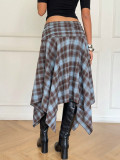 SC Plaid Printed Irregular Mid-skirts GSRX-1033