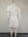 SC Plus Size Polka Dot Printed Short Sleeve Mini Dress GHMF-30583