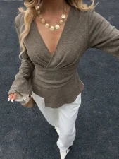 SC V Neck Flare Sleeve T Shirts GMYS-JQ69108