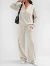 SC Solid Color Long Sleeve Sport Two Piece Pants Set GMYS-XY6061