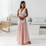 SC Tie Up V Neck Sleeveless Maxi Dress GMYS-LWZ0175