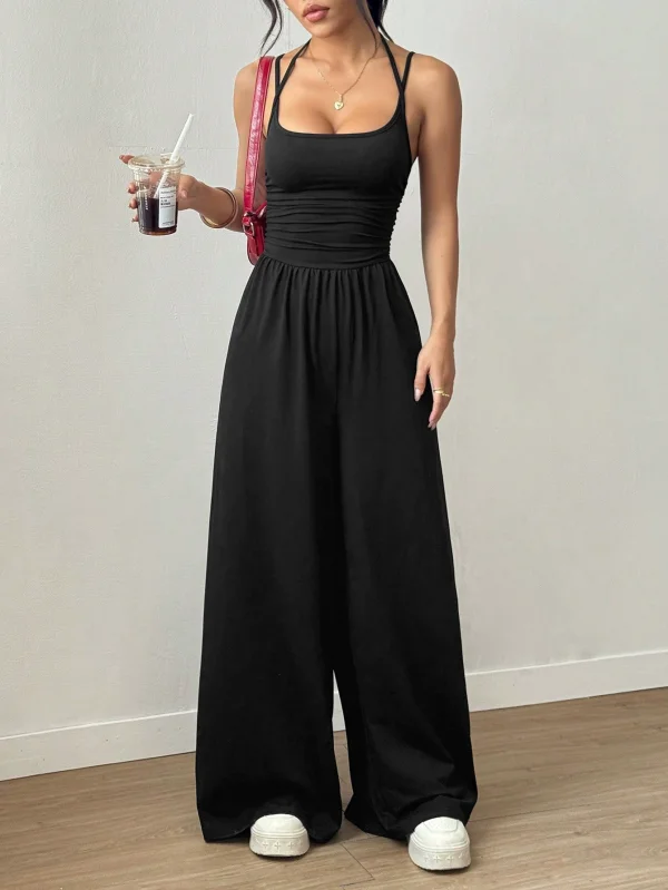 SC Solid Color Sling Loose Wide Leg Jumpsuit GMYS-JQ69071