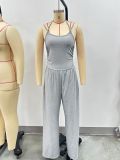 SC Solid Color Sling Loose Wide Leg Jumpsuit GMYS-JQ69071