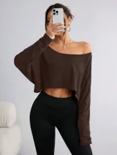 SC One Shoulder Loose Long Sleeve T Shirt GMYS-JQ9066