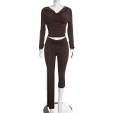 SC Solid Color Long Sleeve Two Piece Pants Set GDSF-J26ST457