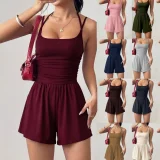 SC Solid Color Sleeveless Loose Romper GMYS-JQ69072