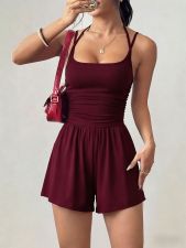 SC Solid Color Sleeveless Loose Romper GMYS-JQ69072