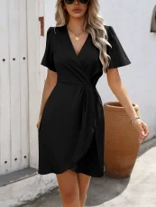 SC Solid Color Short Sleeve Mini Dress GMYS-QZ2017