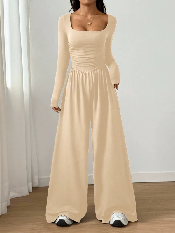 SC Long Sleeve Square Neck Solid Jumpsuit GMYS-JQ69091