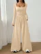 SC Long Sleeve Square Neck Solid Jumpsuit GMYS-JQ69091