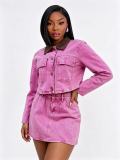 SC Contrast Color Lapel Two Piece Skirt Set GADE-6767