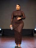SC Long Sleeve Mesh Slim Maxi Dress GADE-11443