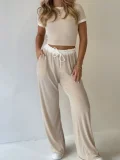 SC Short Sleeve T Shirt Sport Two Piece Pants Set GMYS-WL8336