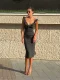 SC Deep V Neck Polka Dots Printed Midi Dress GAXB-D675DS