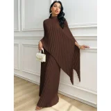 SC Loose Irregular Long Sleeve Top Two Piece Skirts Set GQLK-8023
