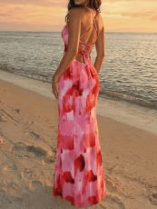 SC Sexy Printed Sling Maxi Dress GAXB-W586DS