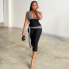 SC Halterneck Patchwork Yoga Backless Jumpsuit GJYO-JP006532