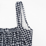 SC Plaid Printed Square Neck One Piece Swimsuit GAXB-D628BS