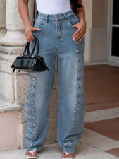 SC Plus Size Metal Buckle Stright Jeans GYLN-7205