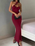 SC 3D Rose Cross Shoulder Strap Maxi Dress GAXB-W579DS