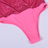SC Deep V Neck Sequin Bodysuit GNZD-6896TR