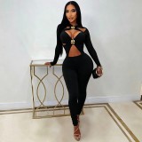 SC Hollow Out Long Sleeve Jumpsuit GFCF-1603