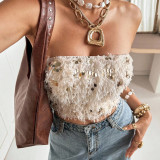 SC Sequin Printed Feather Vest GNZD-60405TBZ