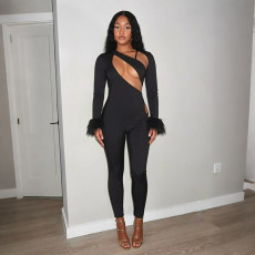 SC Solid Color Hollow Out Jumpsuit GDSF-C26JP402