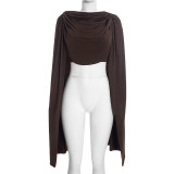 SC Ruched Shawl Crop Top GDSF-Q26TP252