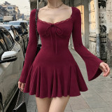 SC Long Sleeve Lace Flare Sleeve Mini Dress GPKJ-MR52350