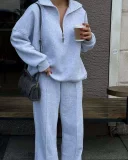 SC Solid Color Long Sleeve Two Pice Pants Set YMZY-56302