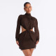 SC Solid Color Long Sleeve Mini Dress GDSF-Q26DS278