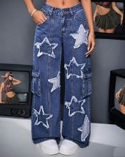 SC Fashion Loose Stars Wide Leg Jeans GKNF-KM-7000