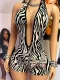 SC Halterneck Printed Backless Romper GFCF-1611