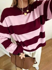 SC Loose Stripe Contrast Color Top GXIY-K26L3149