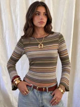 SC Long Sleeve Colorful Stripe T Shirt GXIY-K26L3163