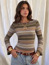 SC Long Sleeve Colorful Stripe T Shirt GXIY-K26L3163