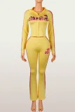 SC Letter Printed Long Sleeve Two Piece Pants Set GXIY-K26L1645