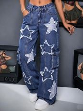 SC Fashion Loose Stars Wide Leg Jeans GKNF-KM-7000